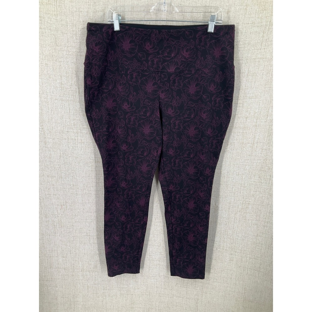 Chico's‎ Zenergy Ankle Leggings Womens XL Purple Cotton Floral So Slimming